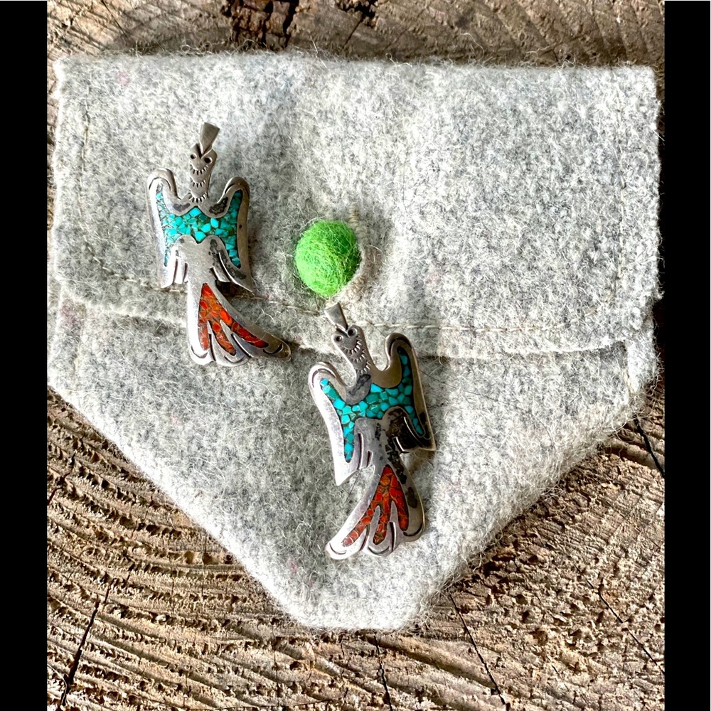 sterling silver Thunderbird Southwestern earrings